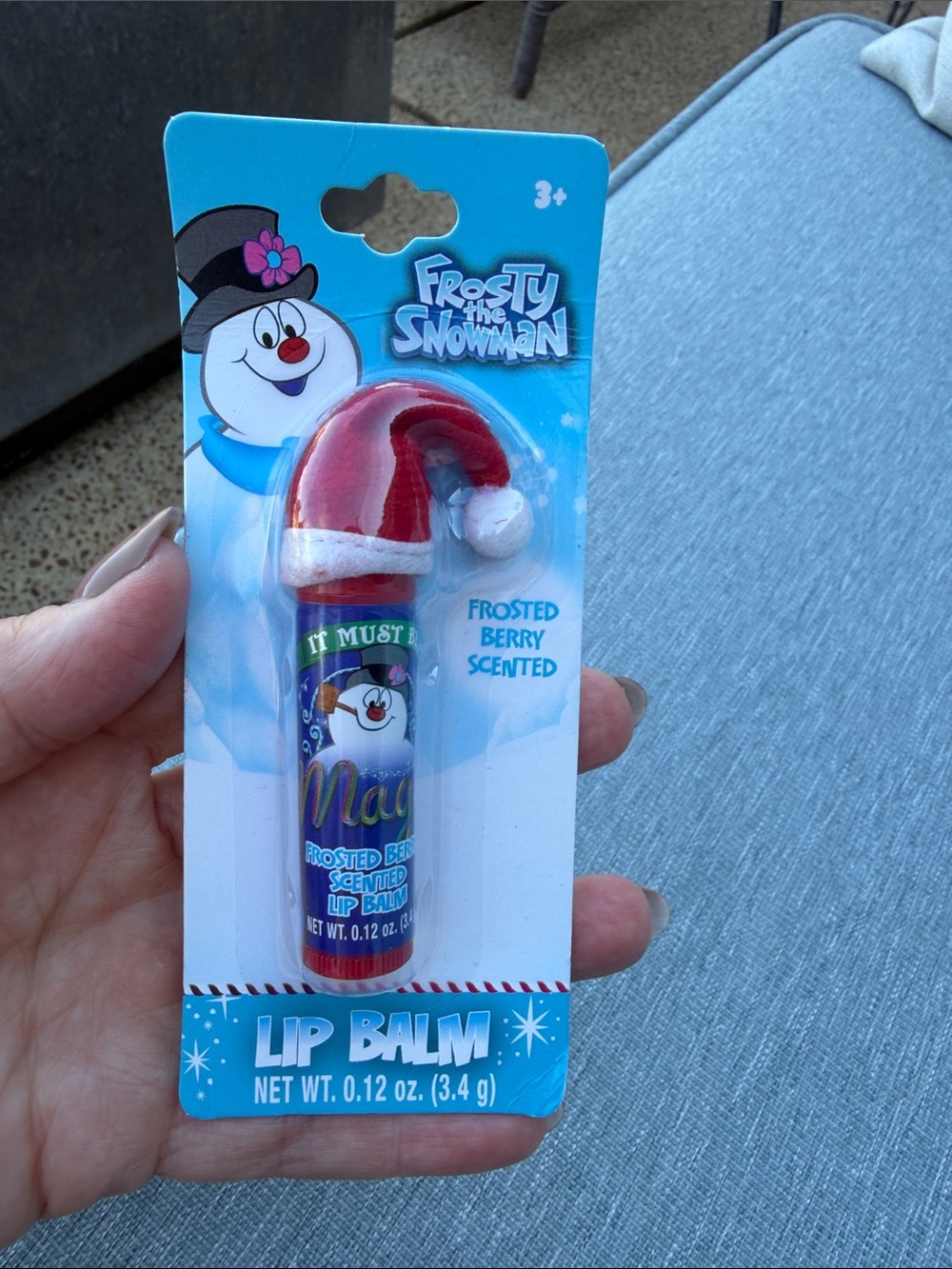 ☃️ Frosty the Snowman Kids Frosted Berry Lip Balm - Red - Santa Hat
